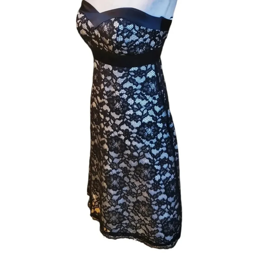 WHITE HOUSE BLACK MARKET STRAPLESS LACE WEDDING COCKTAIL DRESS 8 M - Picture 4 of 7